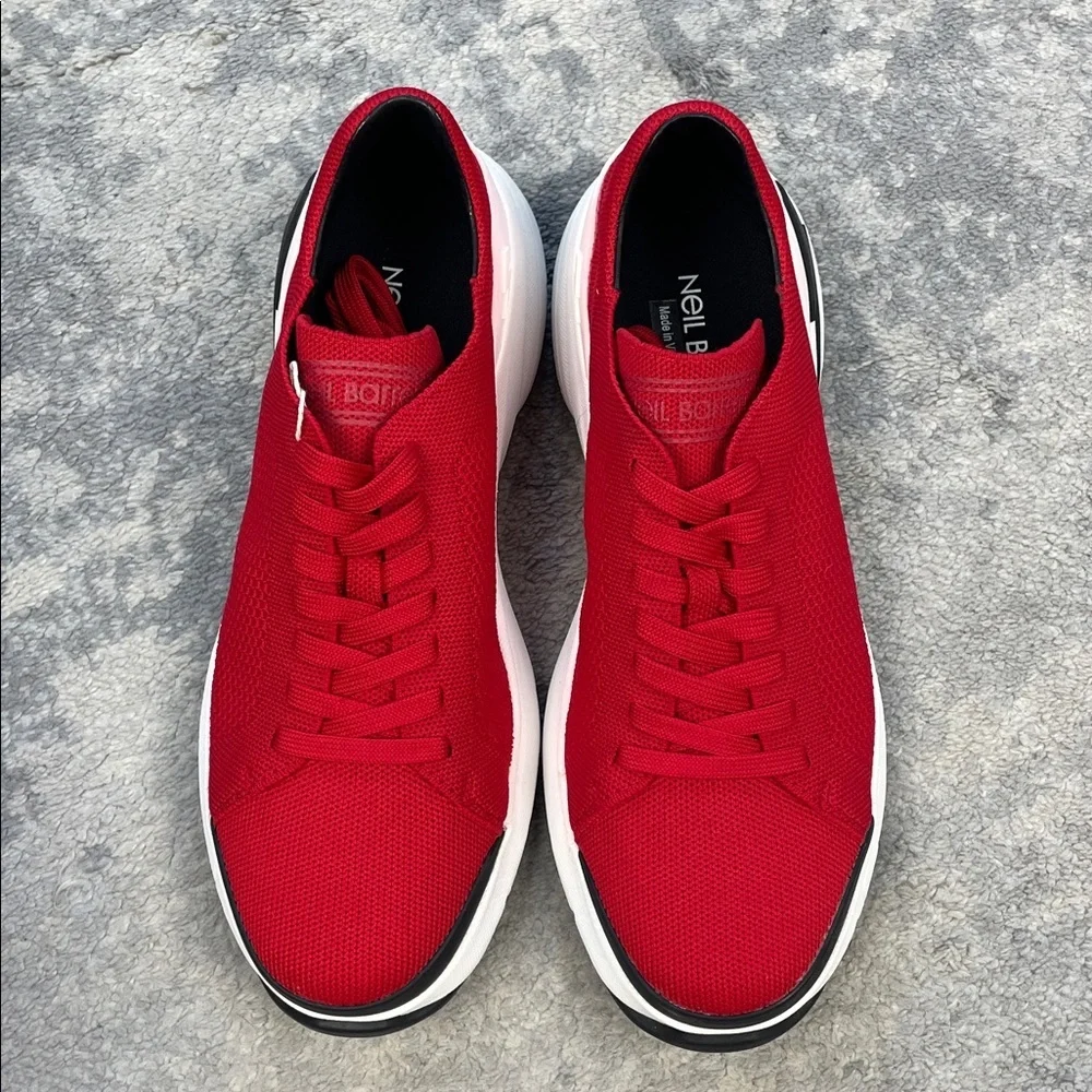 NIB Neil Barrett Thunderbolt Athletic Sneakers Low Top Lace Up Red Mens Sz 42